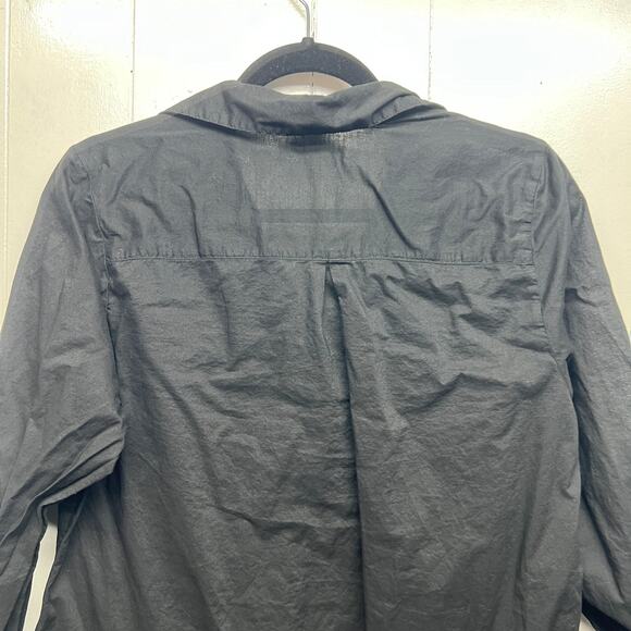 Prototype Womens Vtg 1/4 Button Long Sleeve Black Shirt Size Medium Side Pockets - Picture 9 of 13